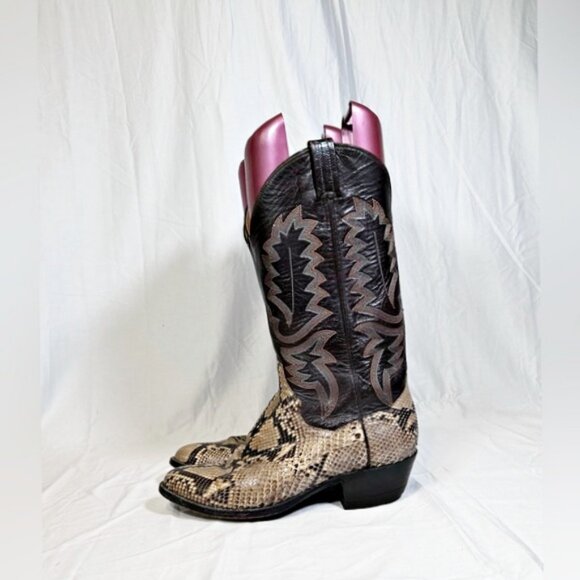 Vintage Panhandle Slim Mens Brown Snake Skin Leather Cowboy Western Boots~8~ - Picture 3 of 7